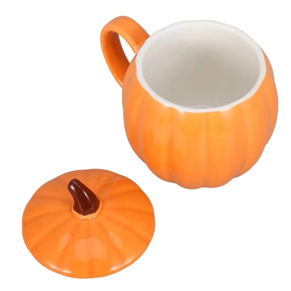 Breakfast Cup Orange Halloween Pumpkin Mug 320ml Dustproof Ceramic Tea Cup Decorative Creative Coffee Cup Kitchen 2