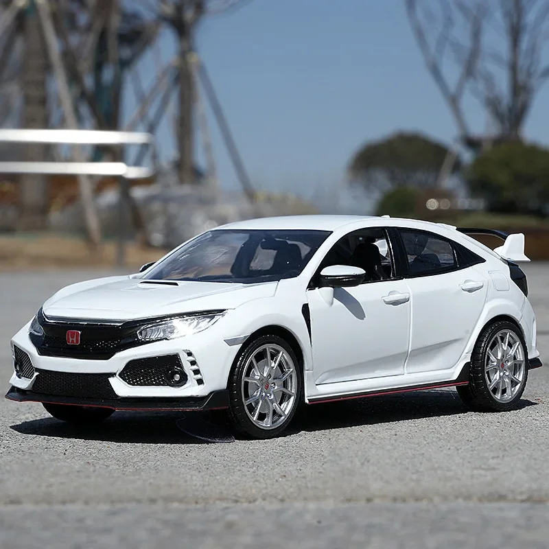 1:24 HONDA CIVIC TYPE-R Alloy Sports Car Model Diecast & Toy Vehicle Metal Racing Car Model Sound and Light Collection Kids Gift