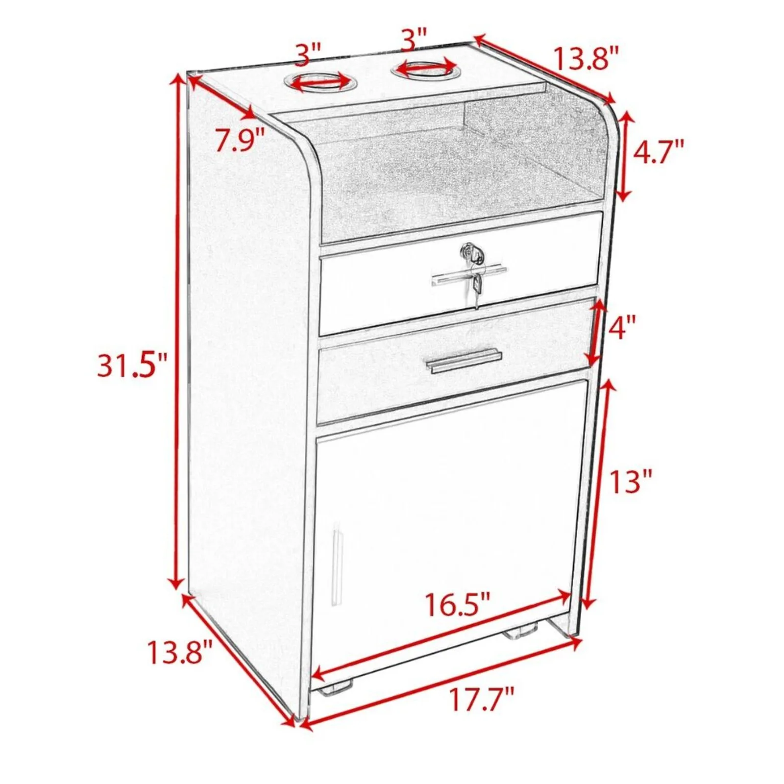 US Reusable Styling Salon Station Rolling Barber Spa Beauty Salon Cabinet Trolley-