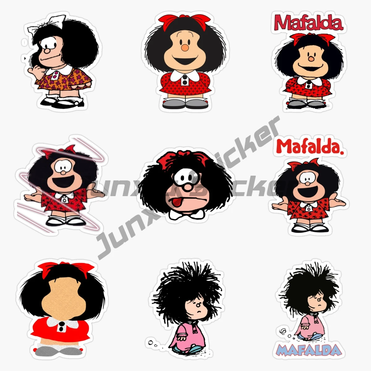 Mafalda Quino Anime Sticker Motorcycle Laptop Truck Window Bicycle Wall Car Helmet Table Room PVC Decal Assecories