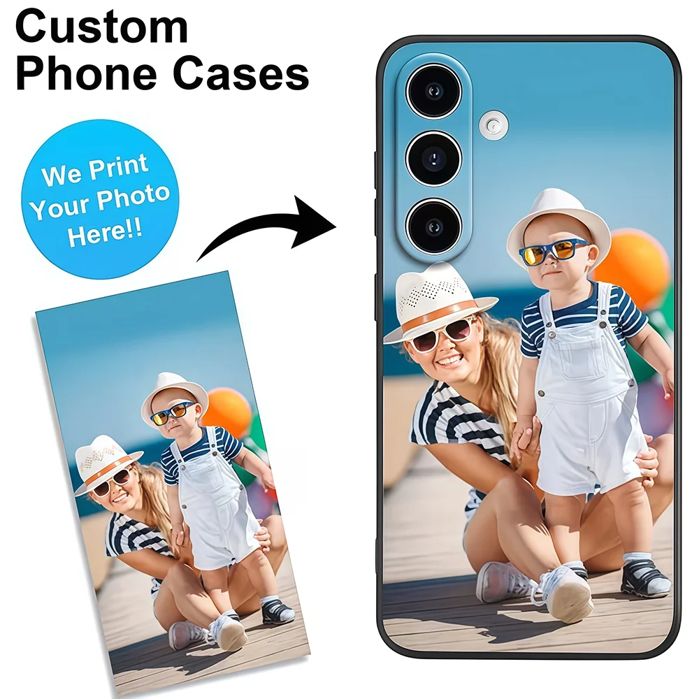 Capa de Telefone Personalizada com Foto para Samsung Galaxy S26 S25 S24 S23 S22 S21 S20 Plus FE Ultra A52 A53 A54 A55 A56, Capa Traseira Macia