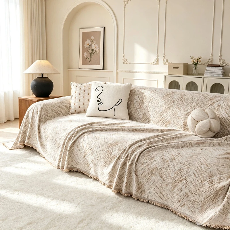 Cotton Sofa Cover Recliner Washable Protective Cover Thick Breathable Fabric Living Room Bed L-Shaped Sofa Cover Blanket