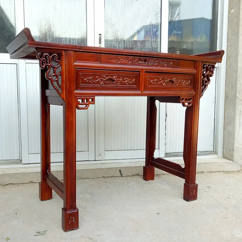 Wholesale Large Straight Leg Elm Wood Altar Table Classical Solid Wood Buddha Statue Temple Furniture for Home Decor