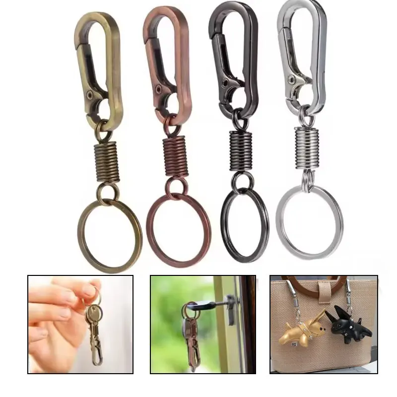 

Car Metal Keychain Waist Hanging Vintage Decoration Spring Keychain Textured Schoolbag Bag Pendant Matching Accessories