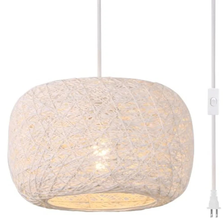 

Подвесной светильник с плетеным абажуром из ротанга 12 дюймов, в стиле бохо, с кабелем 15 футов и выключателем, цоколь E26, для потолочного монтажа