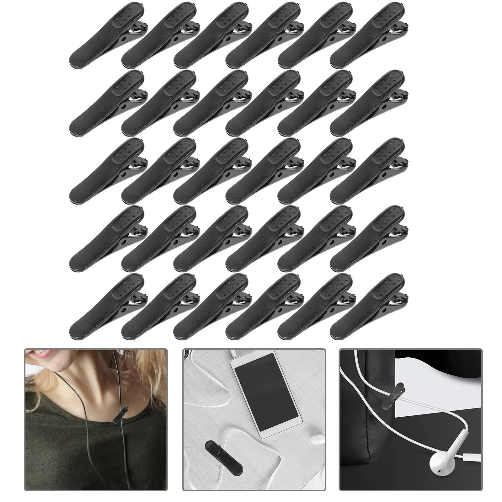 100Pcs Earphone Cable Clips Small Plastic Headphone Cord Holder Cord Clips for Collar Shirt Cable Organizer Wire Fixing Clamp