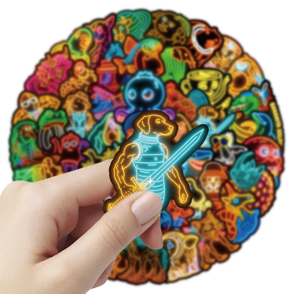 

10/30/50pcs Neon Italian Brainrot Tung Tung Sahur Stickers Cool Cartoon Abstract Animals Decals Helmet Scrapbook Phone Sticker