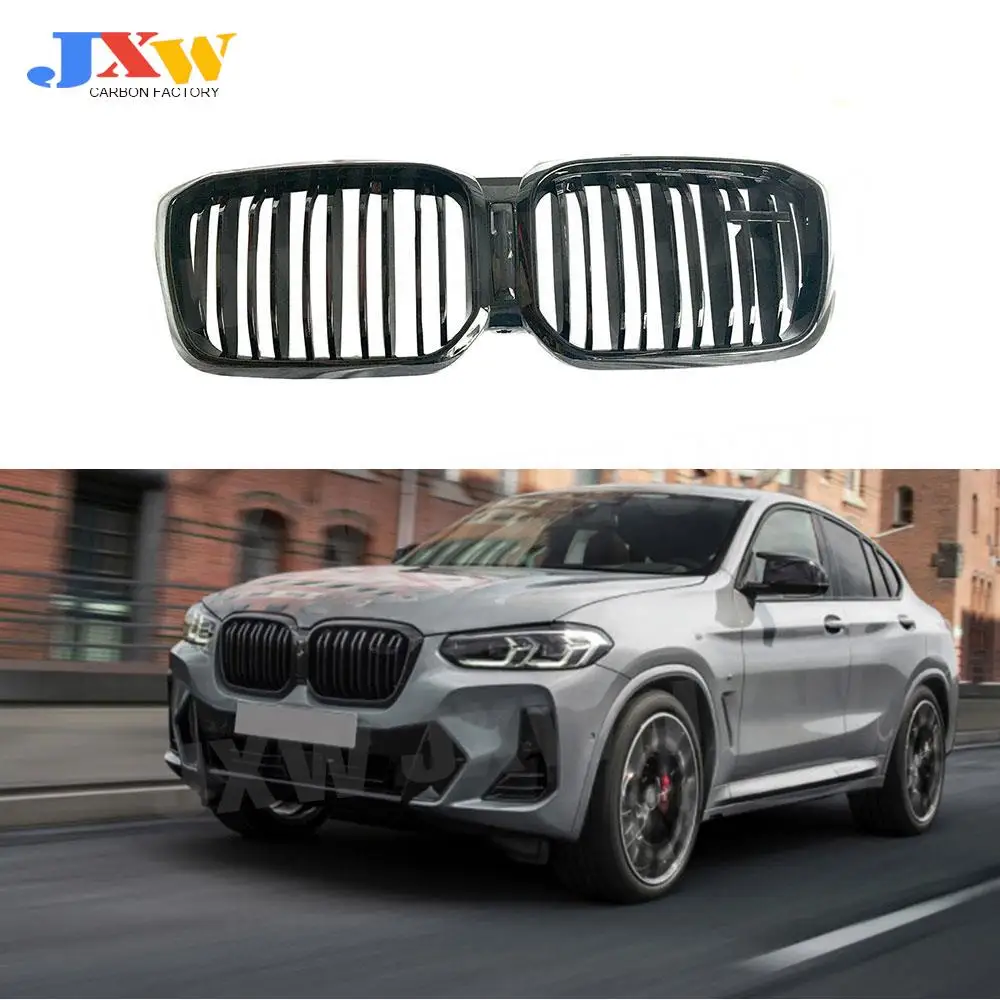 

ABS Gloss Black Front Bumper Racing Grills Front Grille For BMW X3 X4 G01 G02 2022+ Car Styling Replacement 2 slat