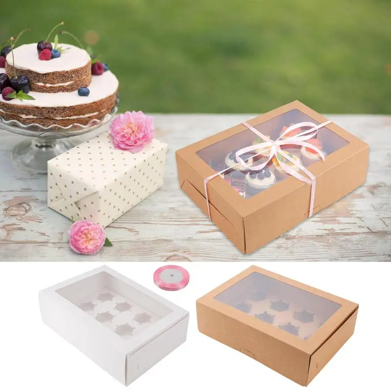 Cupcake Boxes 12 Count 6X Transparent Window Cupcake Containers With Clear Window Food Grade Cupcake Holders 12 Count Cupcake