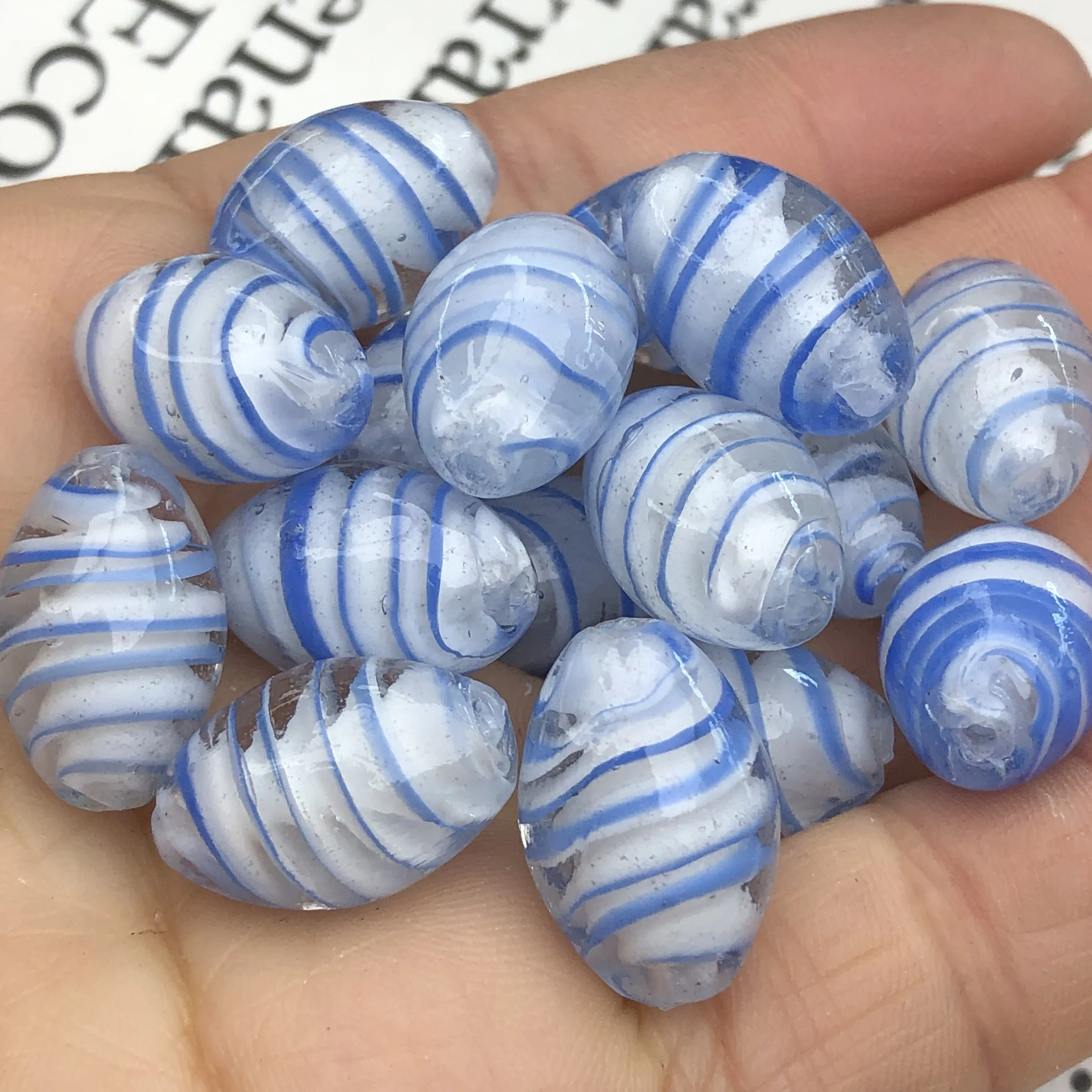 11x18mm Murano Oval Shape Stripes Clear Lampwork Crystal Glass Crafts Beads For Jewelry Making Diy Bracelet Accessories Findings
