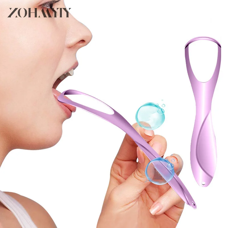 Tongue Scraper Cleaner Brush Bad Breath Removal Cleaning Stainless Steel Coated Tongue Toothbrush Oral Hygiene Care Tools