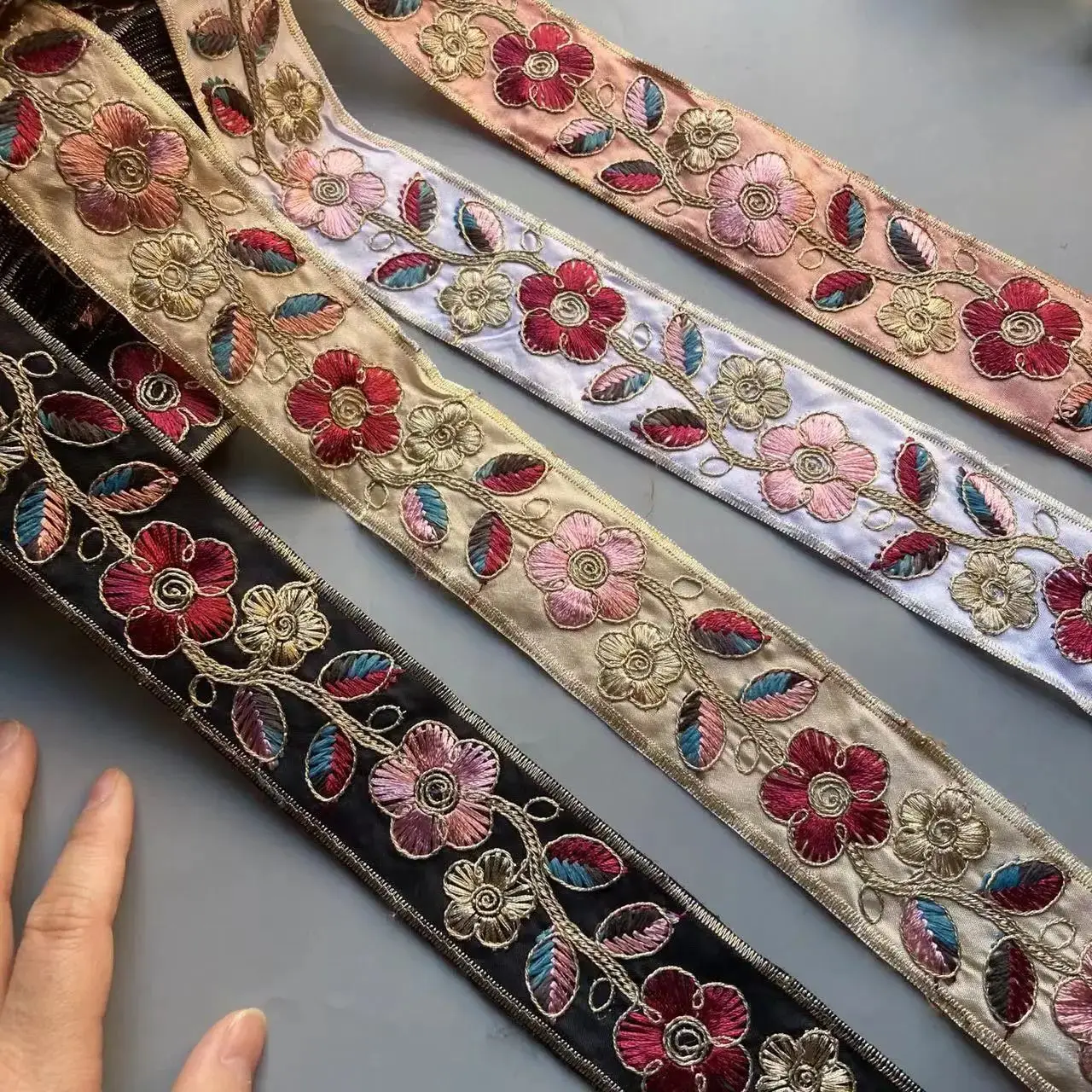 1 Yard 45mm Vintage Ethnic Lace Garment Accessories Multi-Colored Flower Sequins Embroidery Embroidery Belt Accessories