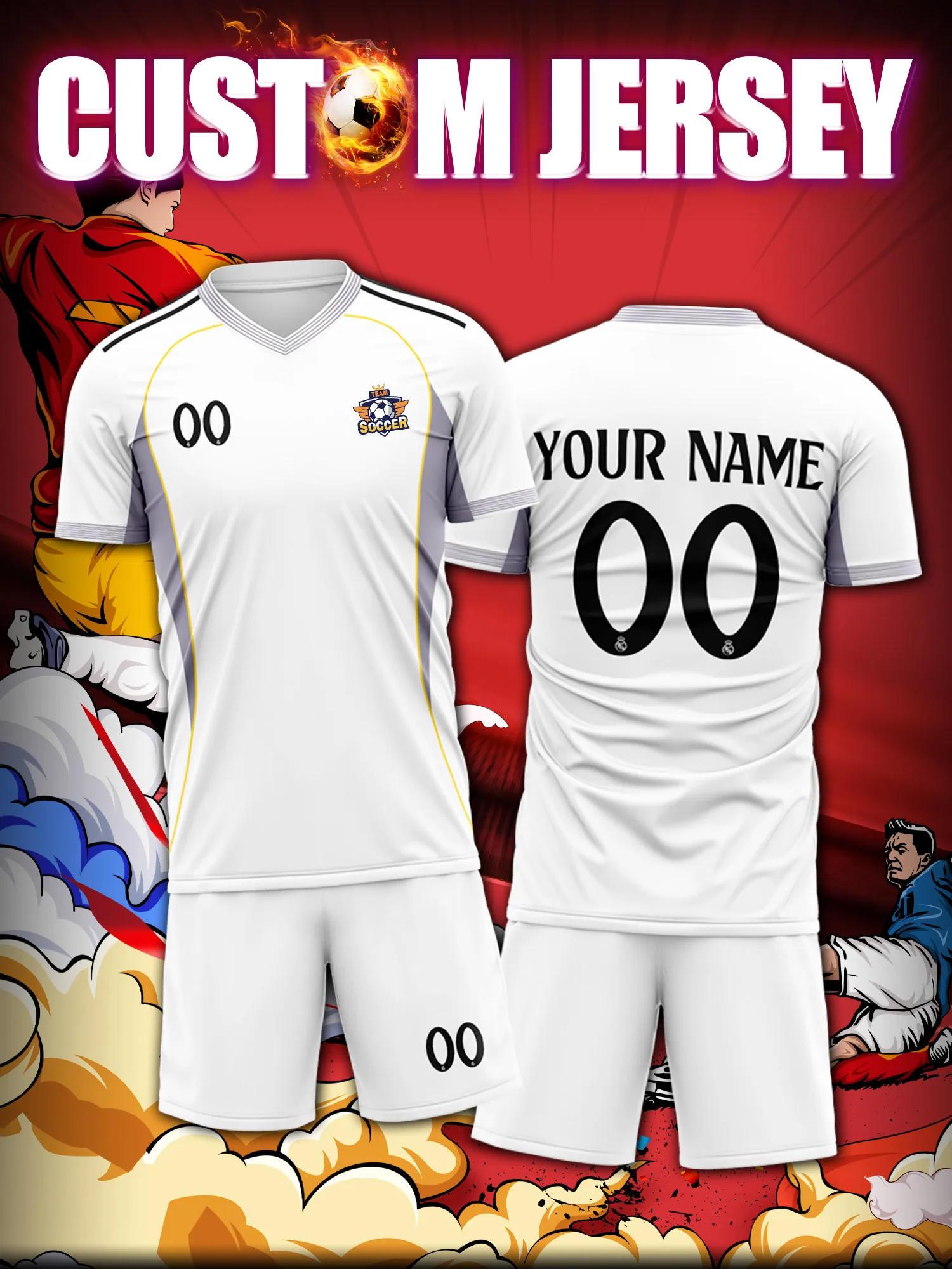 

Футбольная форма на заказ с индивидуальным изображением, номером и именем, без минимального заказа, командная форма.