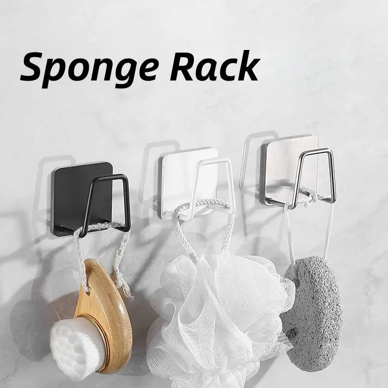 Sponges Holder Kitchen Sink Drain Drying Stainless Steel Rack Self Adhesive Sink Kitchen Hook Hanger Accessor Storage Organizer