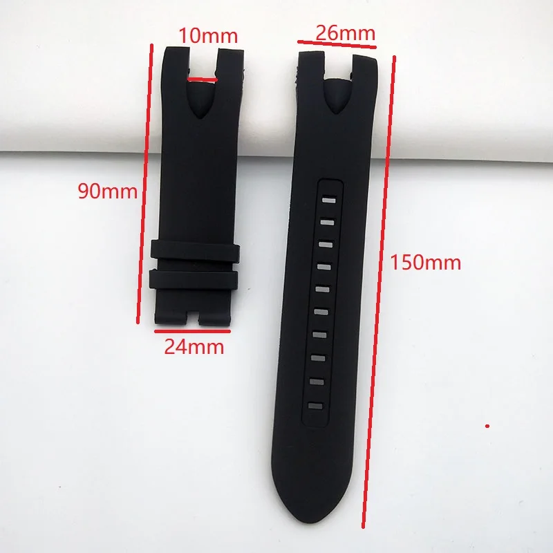 Watch Accessories for Invicta Reserve 50mm Waterproof Watchband Black Soft Silicone Men's Watch Belt Wristband 26mm Watch Strap