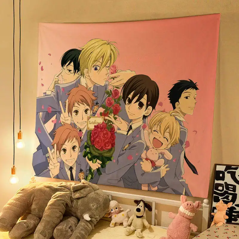 Ouran High School Host Club Anime Tapestry Vintage Polyester Wall Hanging Manga Decor for Bedroom Dorm Photo Backdrop