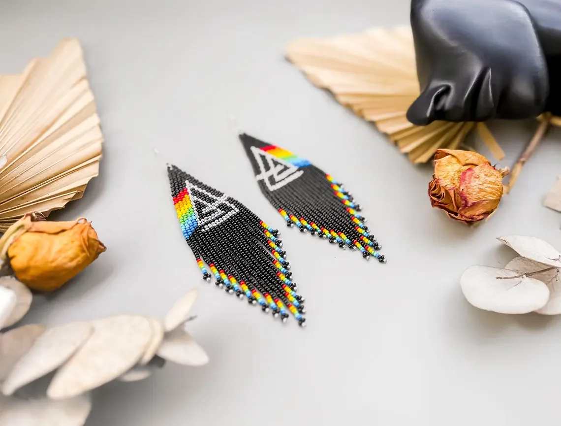 ZGMXR Rice bead earrings Geometry Rainbow Hand weaving Creativity Bohemia Alloy Woman Fashion Simple Beaded earrings
