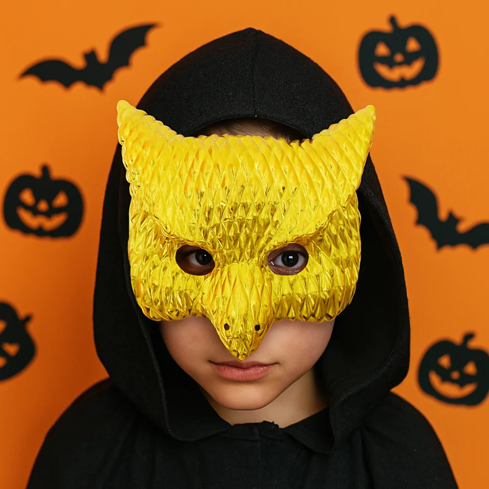 Personalisierte goldene Halloween-Masken aus Kunststoff, elastisches Seil, Vollgesichtsmaske, Cosplay-Kostüm, Cartoon-Tiermaske, Spielparty