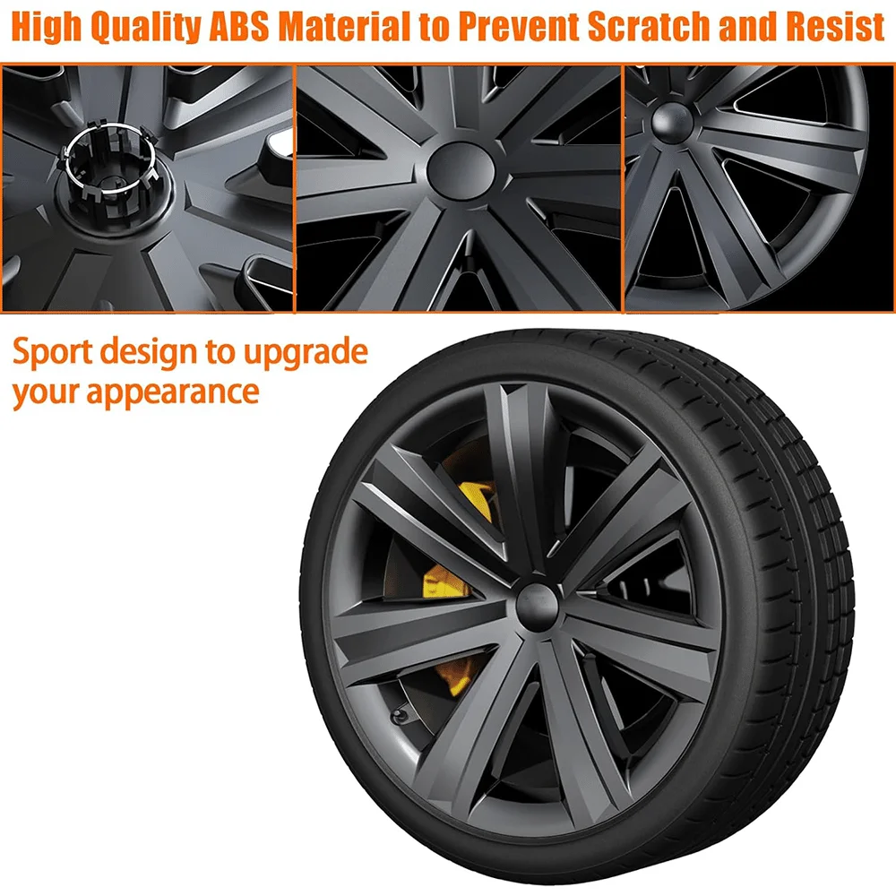 For Tesla Model Y Wheel Covers 19 Inch Hubcaps 2019-2023 For Tesla Model Y Matte Black Rims Wheel Cover Replacement Accessories