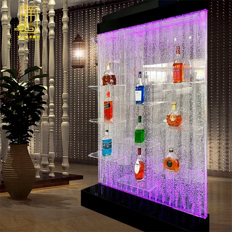 custom.H200XW150cm Modern Luxury Foldable Acrylic Back Bar Wine Rack Bubble Display Cabinet Engraved Plastic Bubble