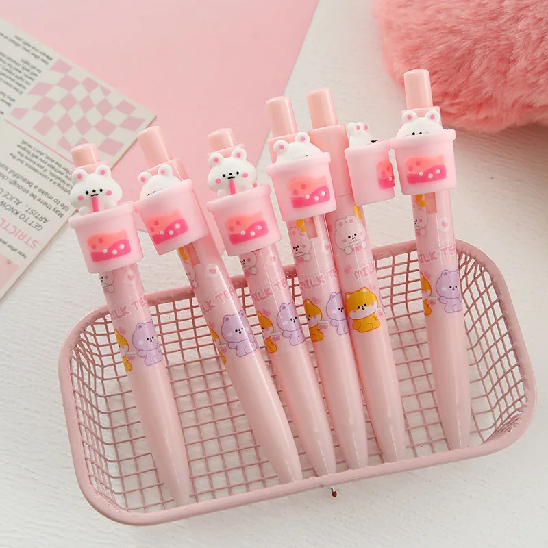 

Fashion New Product Cute Milk Tea Rabbit Surprise Gel Pen High-value Peekaboo Press Pen Student Learning Stationery Pen