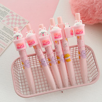 Fashion New Product Cute Milk Tea Rabbit Surprise Gel Pen High-value Peekaboo Press Pen Student Learning Stationery Pen