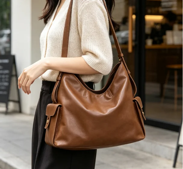 S2026 New Crossbody Bag Leather Single Shoulder New Model Women Women Large Capacity Travel Hobo Bag Slanting Computer Women Bag