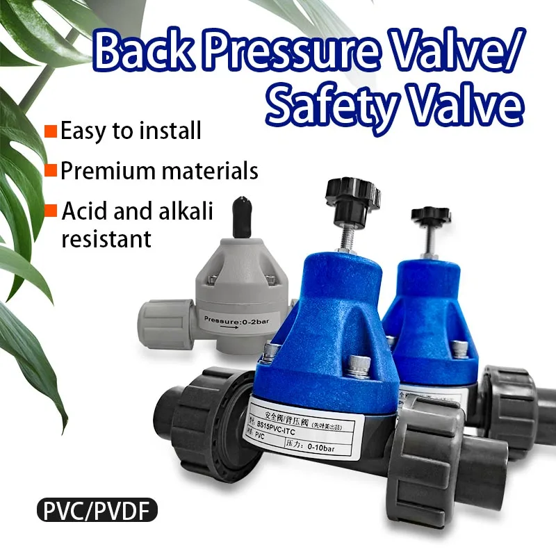 Dosing Metering Pumps PVC/PVDF Plastic Regulator Safety Relief Back Pressure Valve  DN15