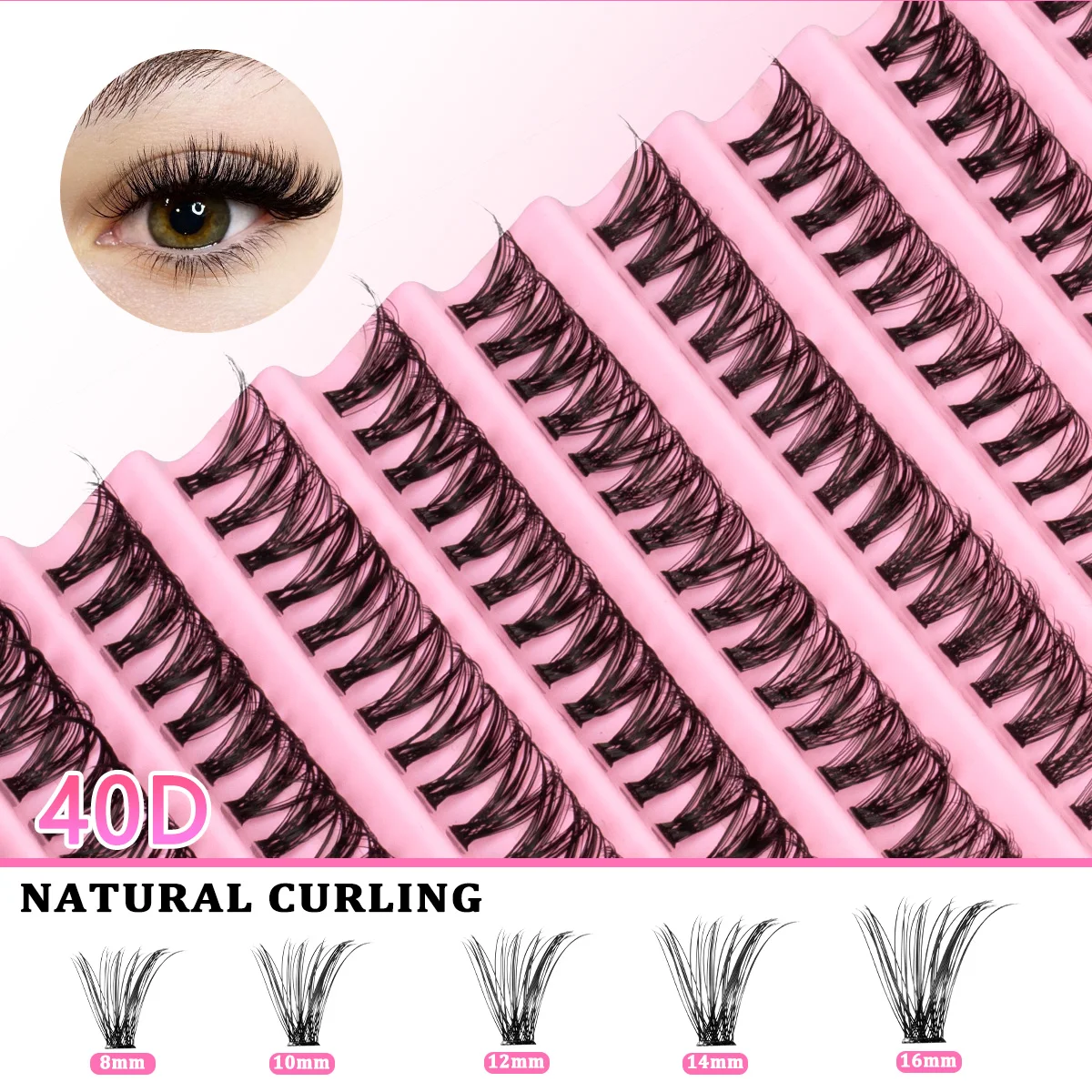 لتقوم بها بنفسك الفردية رمش تمديد عدة مجموعات الرموش الطبيعية أو سميكة 30-100D رقيقة الفرقة العنقودية جلدة مع السندات و ملاقط الختم