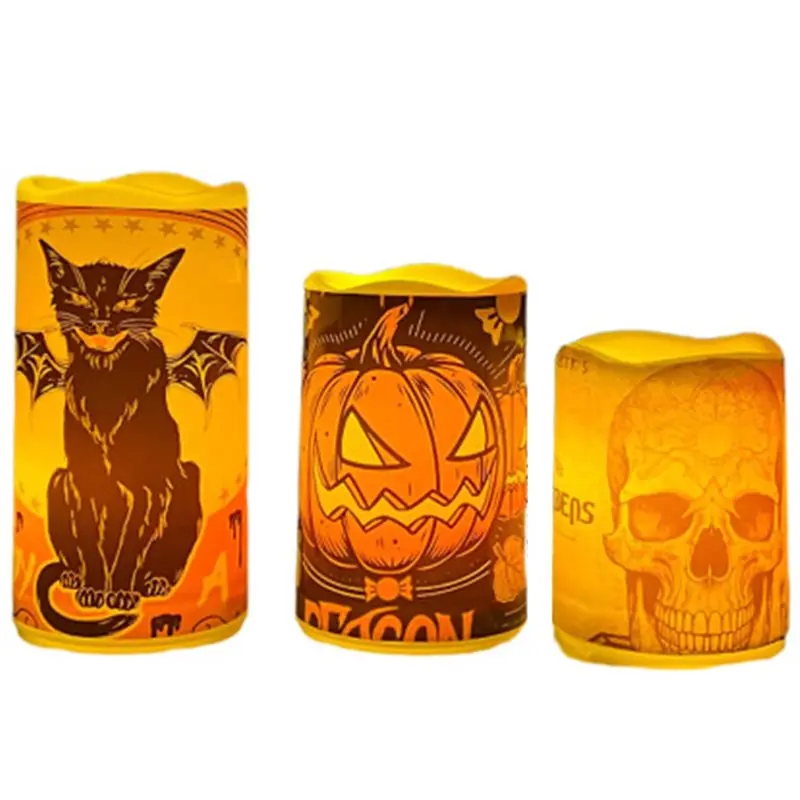 [NEW!A47U】 Halloween For Spooky Decor Waterproof Flameless LED Pillar Candle With Timer Remote For Pumpkins