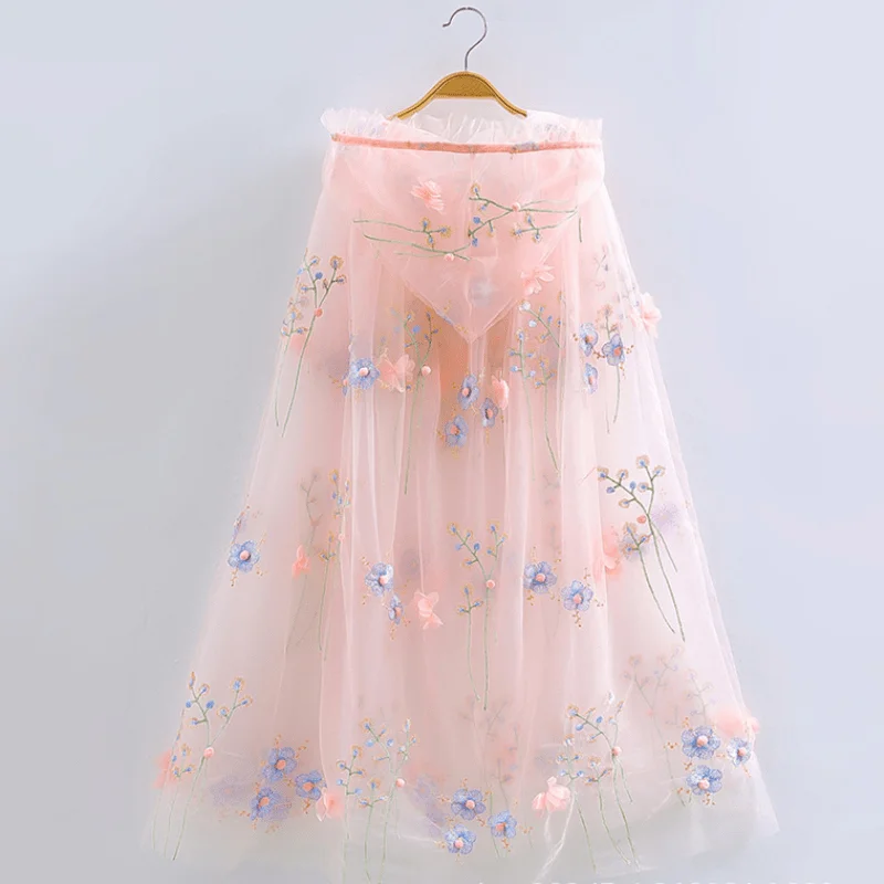 Fahion Baby Girl Princess Flower Embroidery Cloak Toddler Child Cape Costume Dressing Wraps Birthday Party Baby Clothes 1-12Y