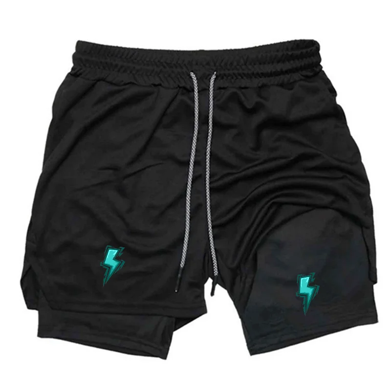 

Мужские спортивные шорты 2-в-1 с дышащей сеткой, быстросохнущие, с карманом, для лета, фитнеса, бега и тренировок в зале.