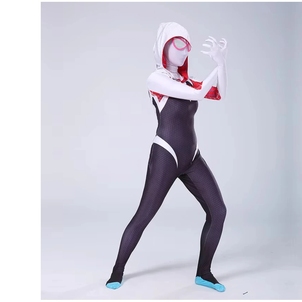 Gwen Spider Man Tight Suit Hero Adult Cosplay Costume Halloween Children'sJumpsuit Miles
