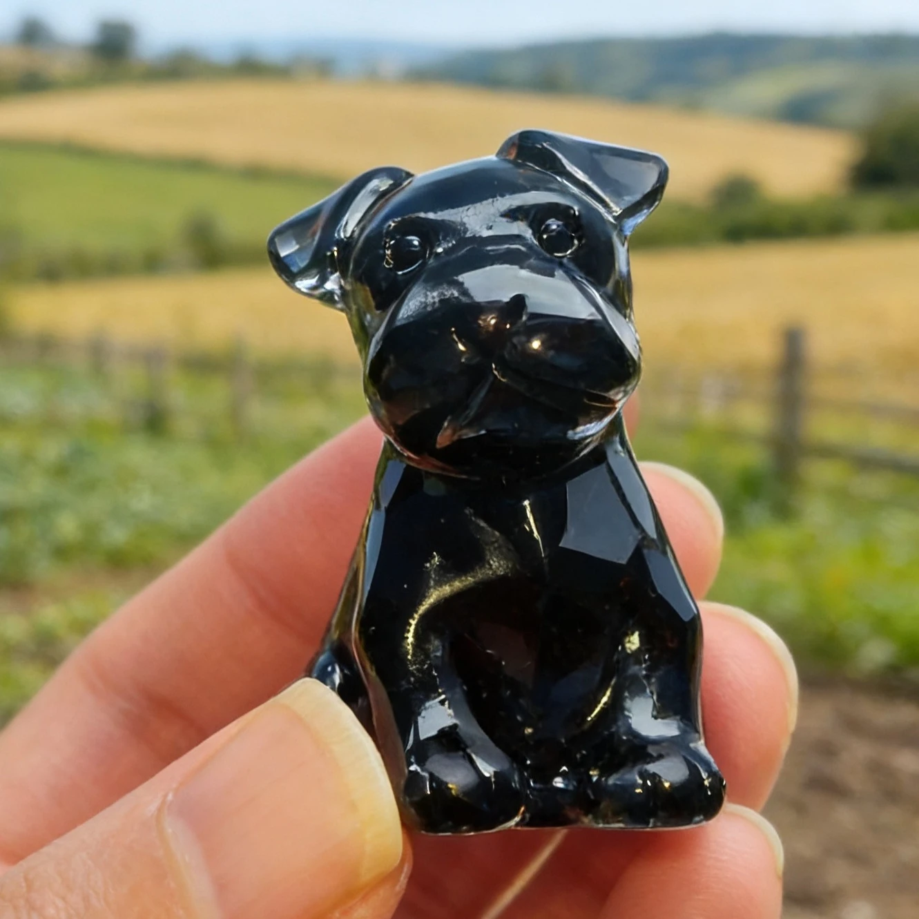Natural Crystal Wolf Dog Carving Hand Carved Stone Animal Figurine Shrine Terrier Statue Home Decor Holiday Gift