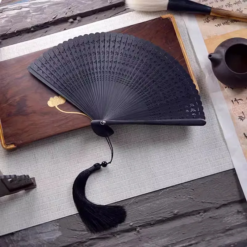 Full bamboo fan folding fan dragonfly ancient style cheongsam folding fan restoring classical Chinese style - Image 2