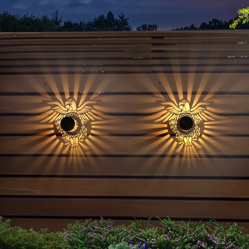 2 حزمة أضواء السياج الشمسية المعدنية تعمل بالطاقة الشمسية في الهواء الطلق جدار سطح السفينة خطوة أضواء لحديقة آخر فناء الفناء الخلفي ساحة ديكور C-A50M #6