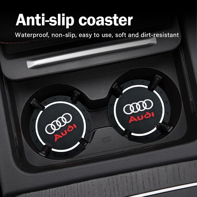 

NEW 2Pcs Silicone Car Coaster Water Cup Slot Mat Anti-slip Pad For Audi A3 A6 Q3 B5 B6 B7 B8 B9 Q7 8P 8V 8L A4 C6 C7 4F RS3 RS