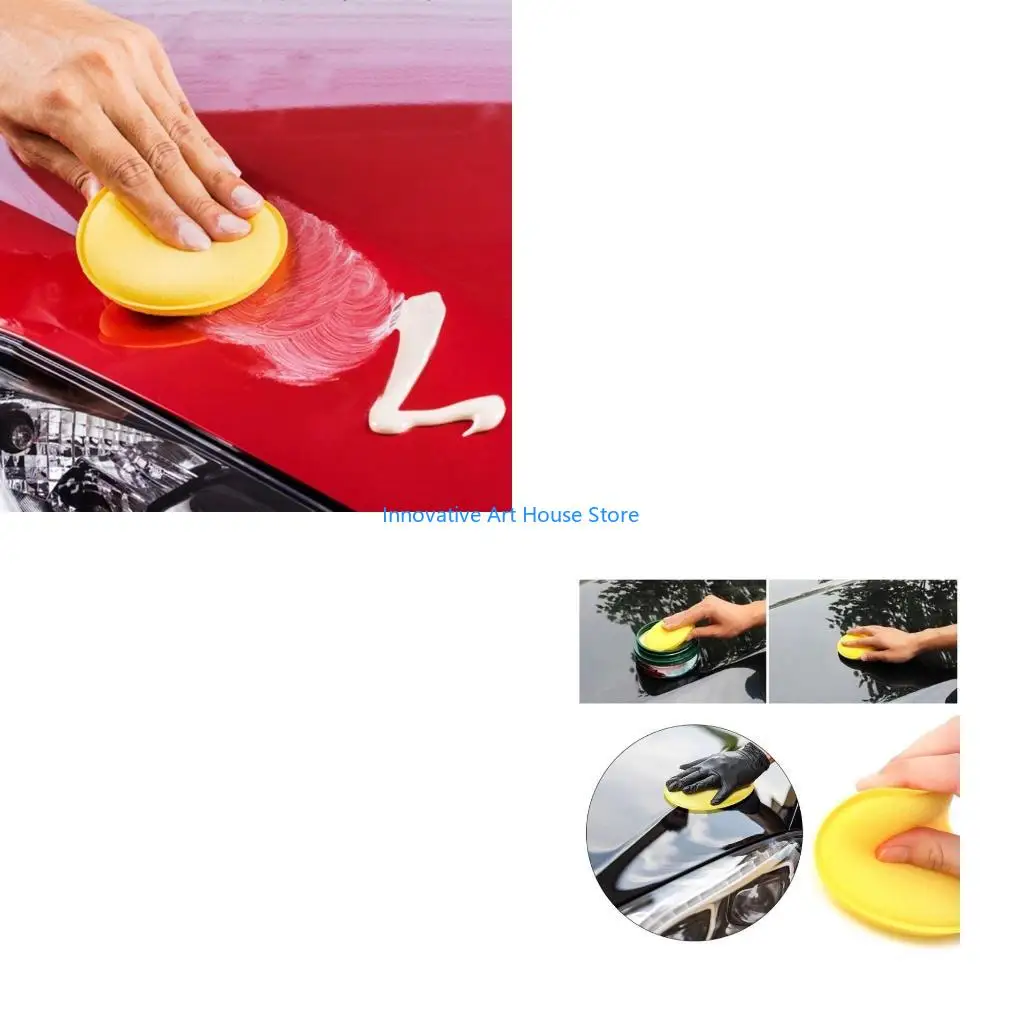 

E1PC 12 шт. 10 см автомобильная губка для вощения круглый аппликатор легкая чистка кожаный польский коврик