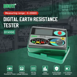 Digital Earth Ground Resistance Meter Meg-ohmmeter 0-2000 Ohm Instruments Inspection Electrician Resistance Tester DY4100
