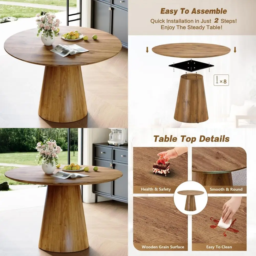 tavolo da pranzo rotondo in legno salvaspazio per cucina, facile montaggio
