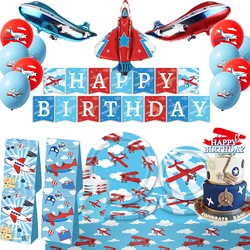 Airplane Party Decorations Tableware Paper Plates Cups Napkins Balloons Banner Boys Aviator Flight Birthday Baby Shower Supplies