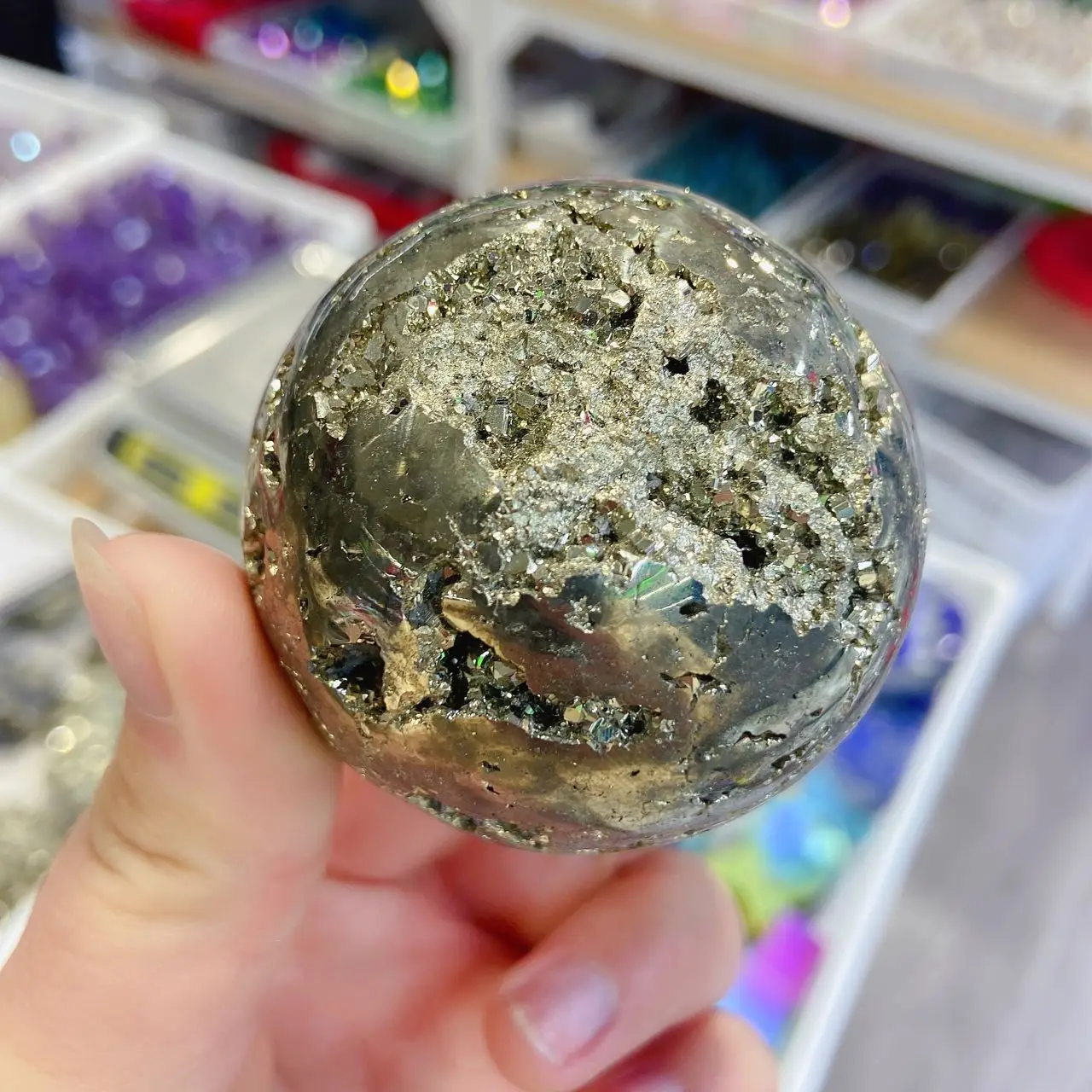 

1pc Natural Pyrite Sphere Stone Ball crystal Mineral Quartz Specimen Gem Ornaments Pyrite gemstone Home Decoration Energy Stone