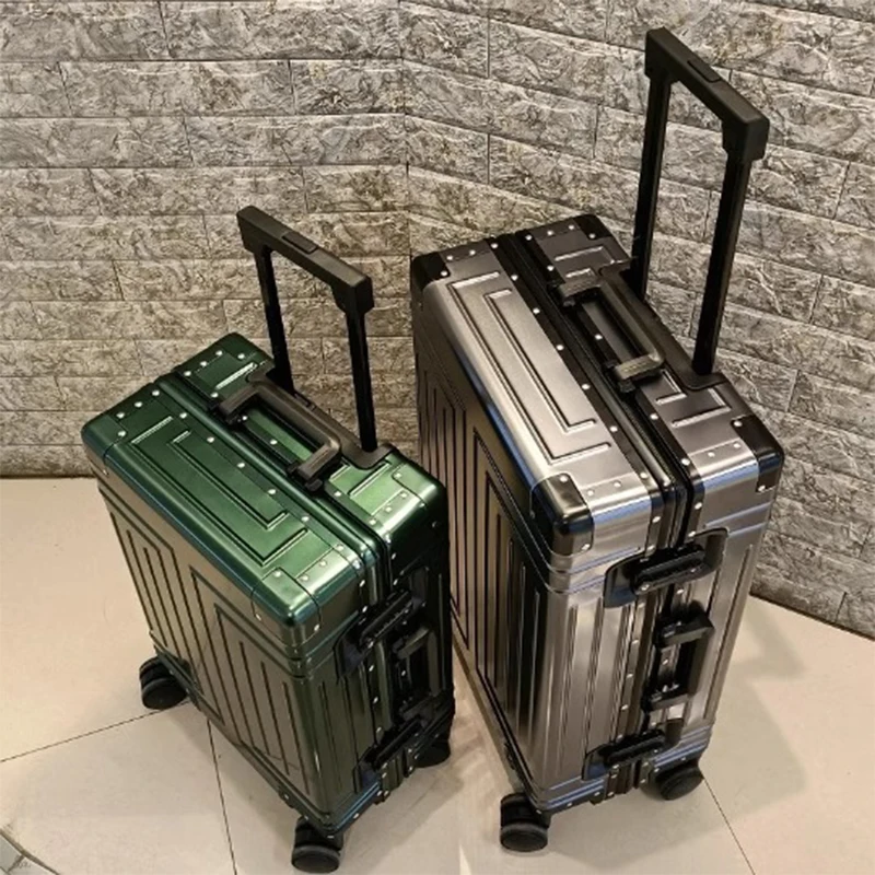 Borse da viaggio valigie in alluminio al 100% TSA Customs Lock Trolley da uomo 20 "22" 26 "28" pollici Valigie da donna Trolley da trasporto