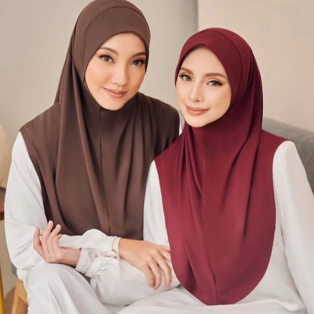 

Solid Color Eid Al-Fitr Long Turban Breathable Multiple Colors Arab Lady Headscarf Adjustable Versatile Hijab Head Wrap Women