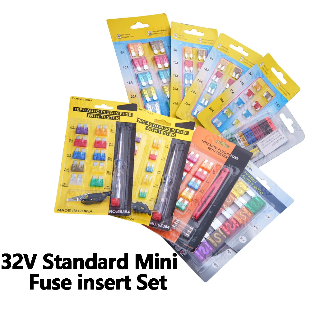 32V Mini Small Test Pencil 32V Standard Mini Fuse insert Set Amp Clip Fuse for Car Truck Micro  carton packaging Car Fuse