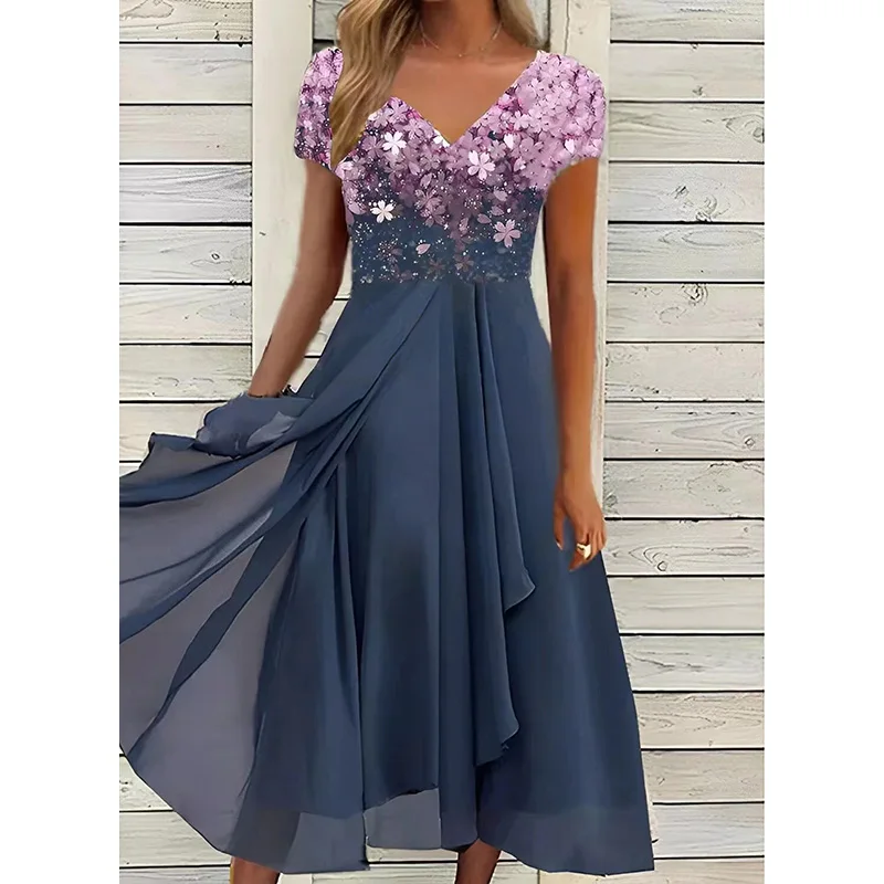 Abito lungo estivo taglie forti da donna casual Abito lungo da spiaggia elegante patchwork in pizzo di grandi dimensioni Abiti lunghi da sera per feste