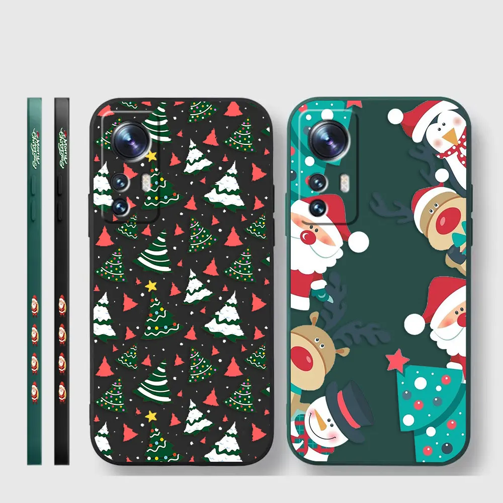 Phone Case For Xiaomi 13 12 12T 12S 11 11T 10 10S 9 Pro Ultra Lite Colour Case Funda Cqoue Shell Capa Merry Christmas Tree Santa