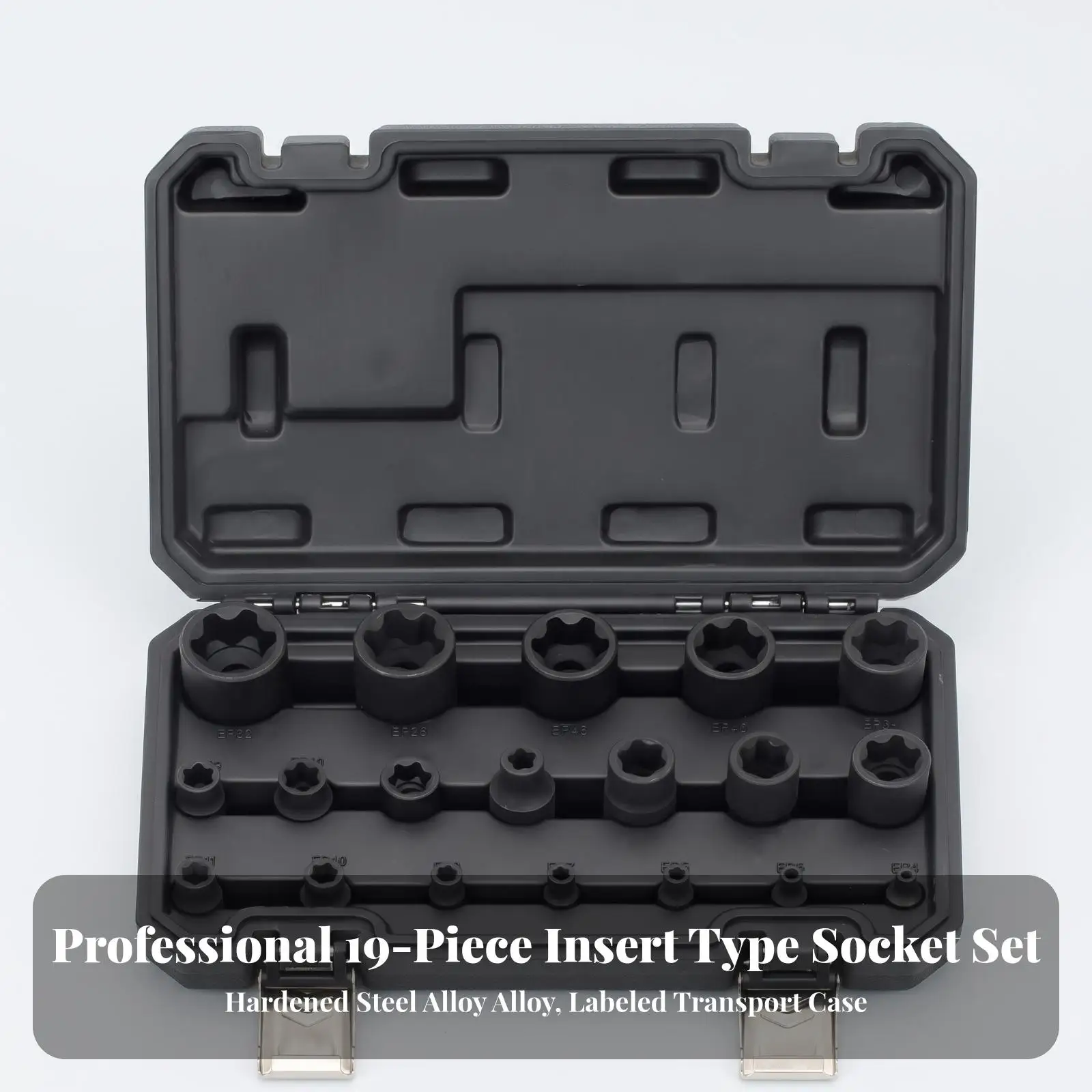 Heavy Duty CR-V Alloy Steel Socket Wrench Kit E4 to EP32 with T8.8 Socket for Security Screw Service