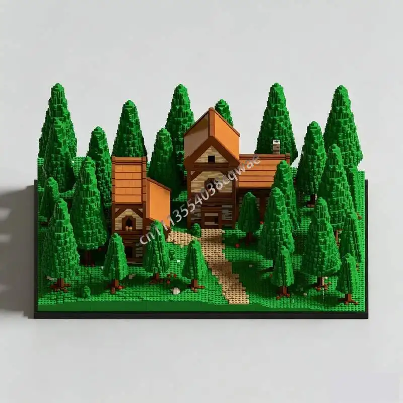 15519PCS MOC Forest Houses Nature Landscape Diorama Model Custom Puzzle DIY Creative Assembly Blocks Building Toy Display Gift