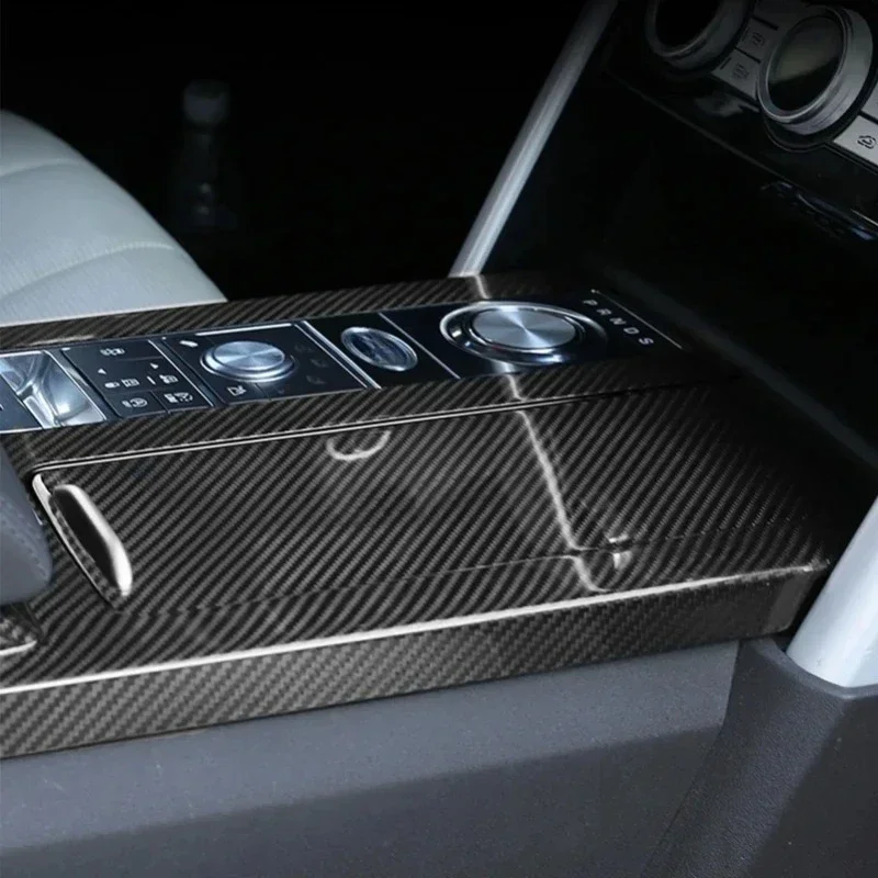 For Land Rover Discovery 5 Real Dry Carbon Fiber 2017-2019 Central Water Tea Cup Holder Cover Trim Decorative Sticker Accessorie
